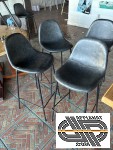 Lot de 6 tabourets hauts bar assise cuir synthétique gris