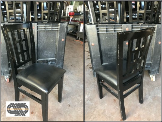 Liquidation mobilier de restaurant | Lot 35 chaises noires | structure bois  & assise simili cuir occasion - VENDU